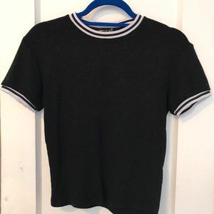 Black Top with Striped cuffs, soft, XS/S